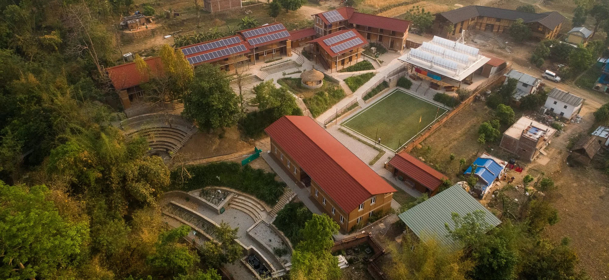 School Bird's eye view of modern school in Nepal