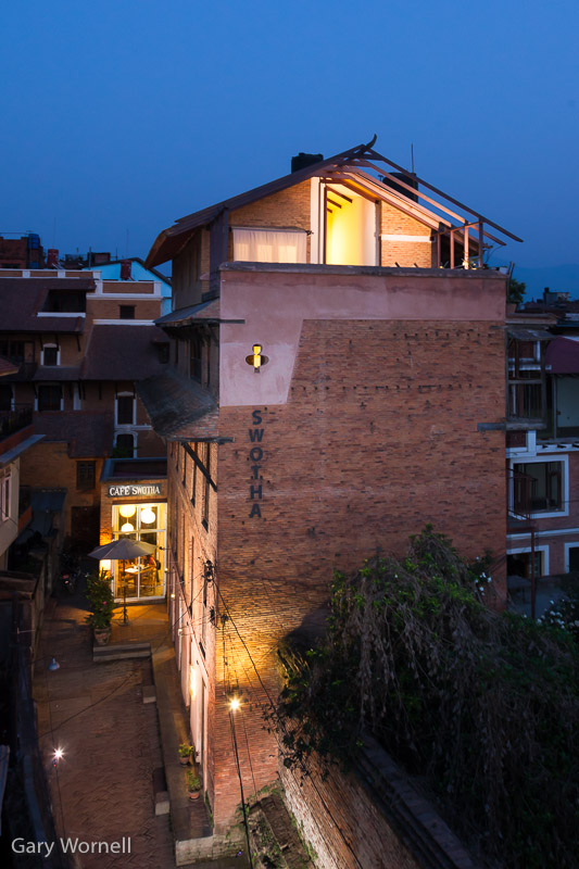 Traditional Building exterior of evening in Patan Nepal.