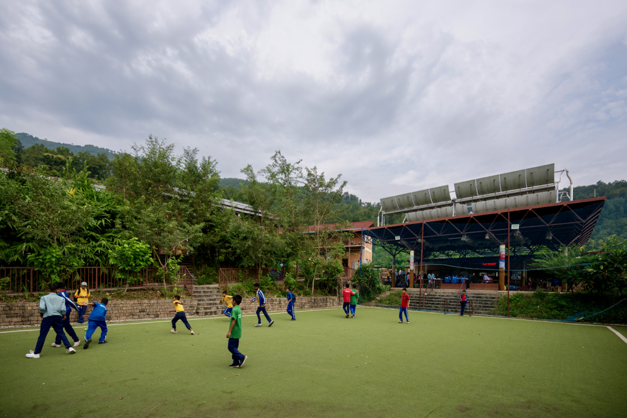 Sustainable School Design Exterior in Nepal Football Ground
