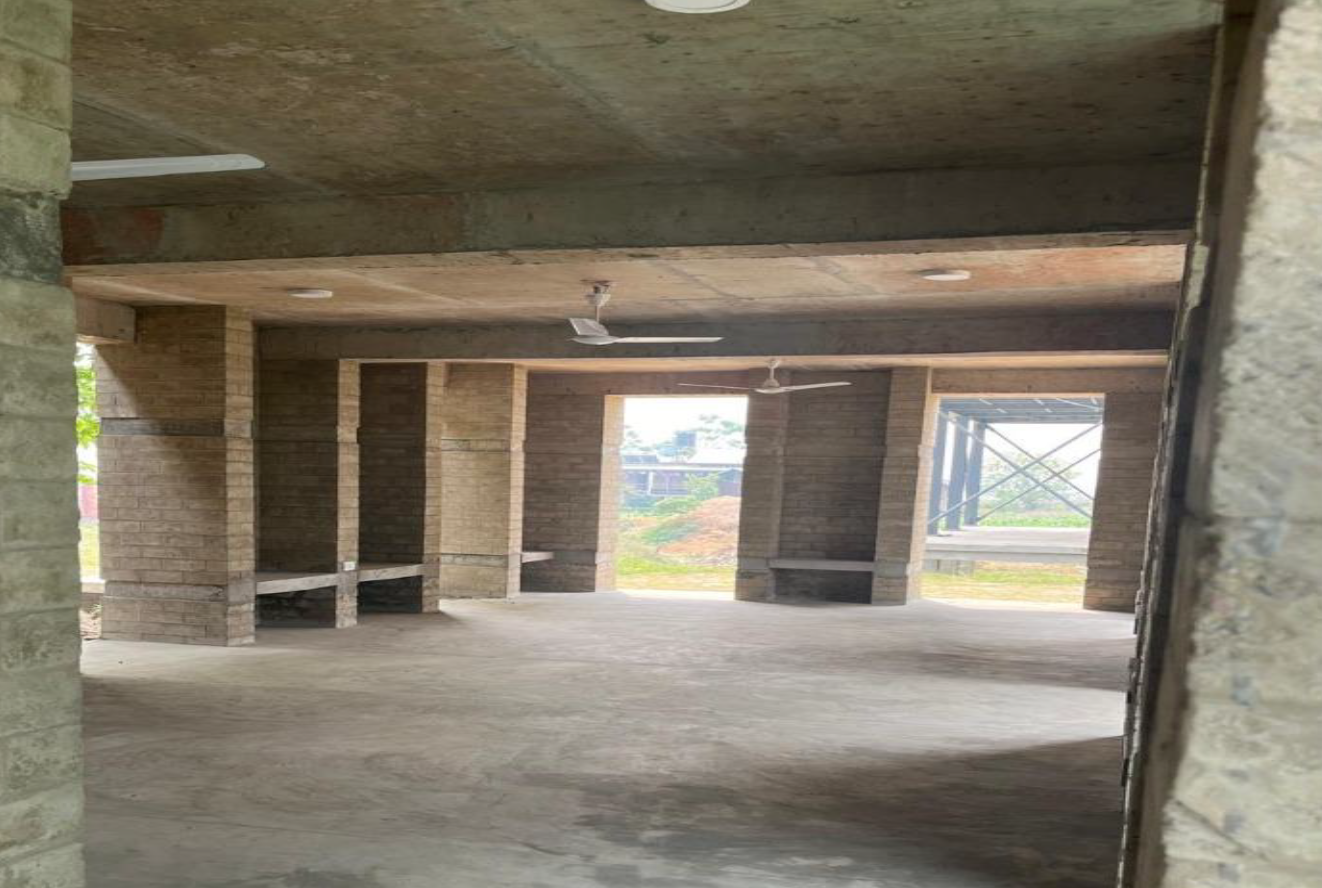 Multi purpose open space on the ground of the dormitory in Padmalaya. Designed by Prabal Thapa Architects